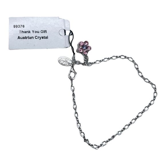 NWT Cookie Lee Australian Crystal Silvertone Pink & Purple Flower Bracelet - Picture 3 of 5